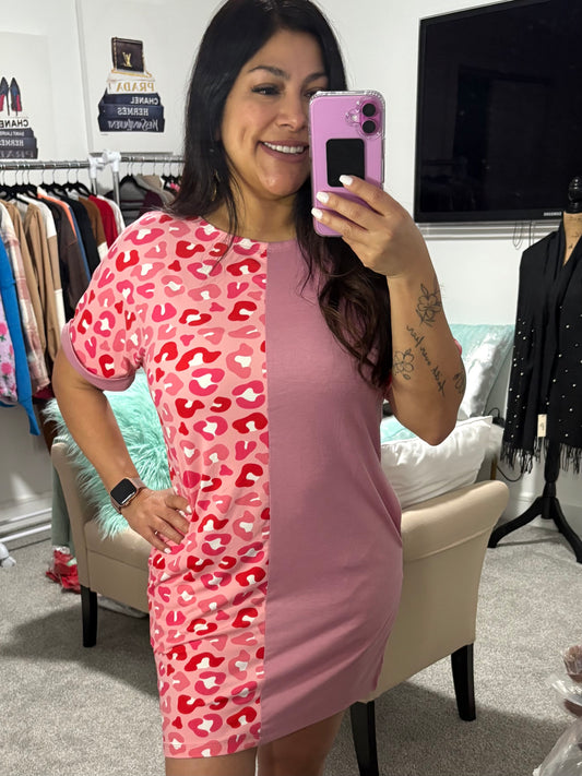 Pink Leopard Dress - Plus Available