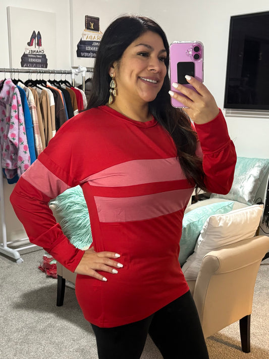 Pink & Red Longsleeve - Plus Available