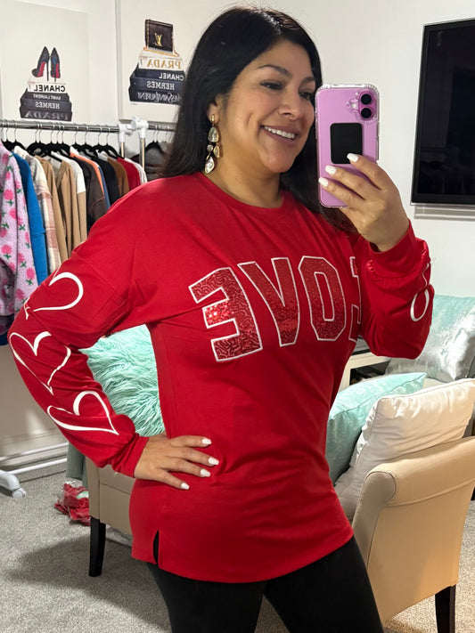 Love Sequin Long Sleeve - Plus Available