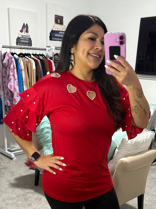 Heart Ruffle Top - Plus Available