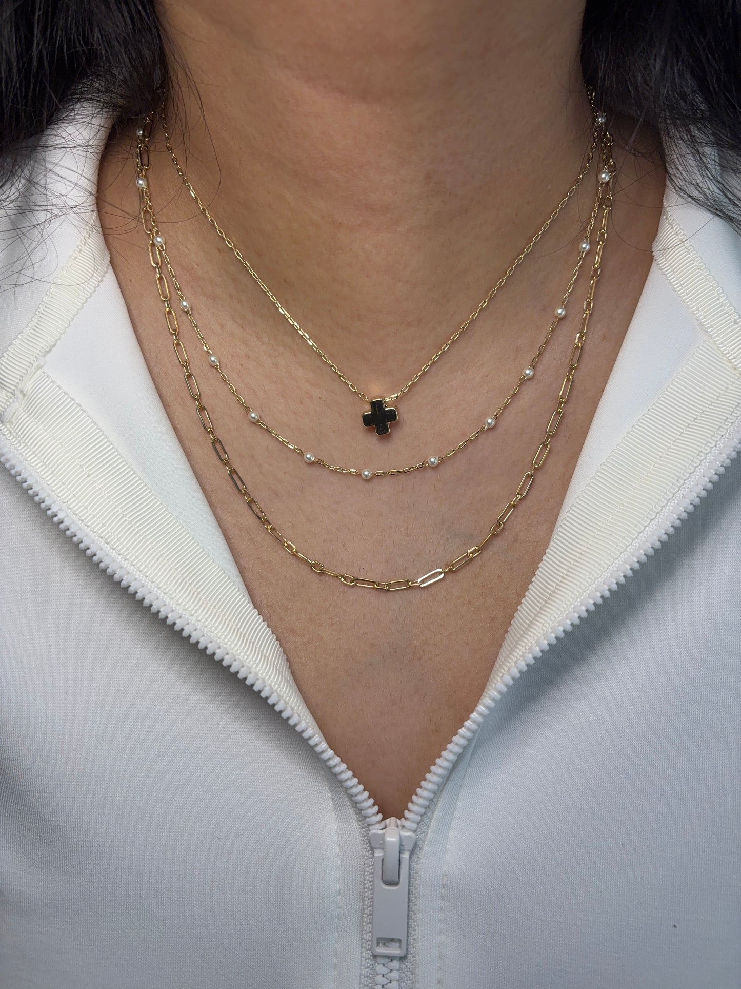 Triple Layer Necklace: Cross