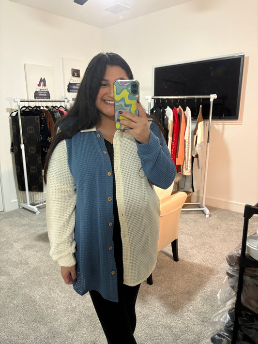 Waffle Knit Button Up - Plus Available