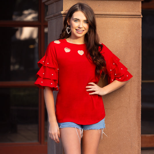 Heart Ruffle Top - Plus Available