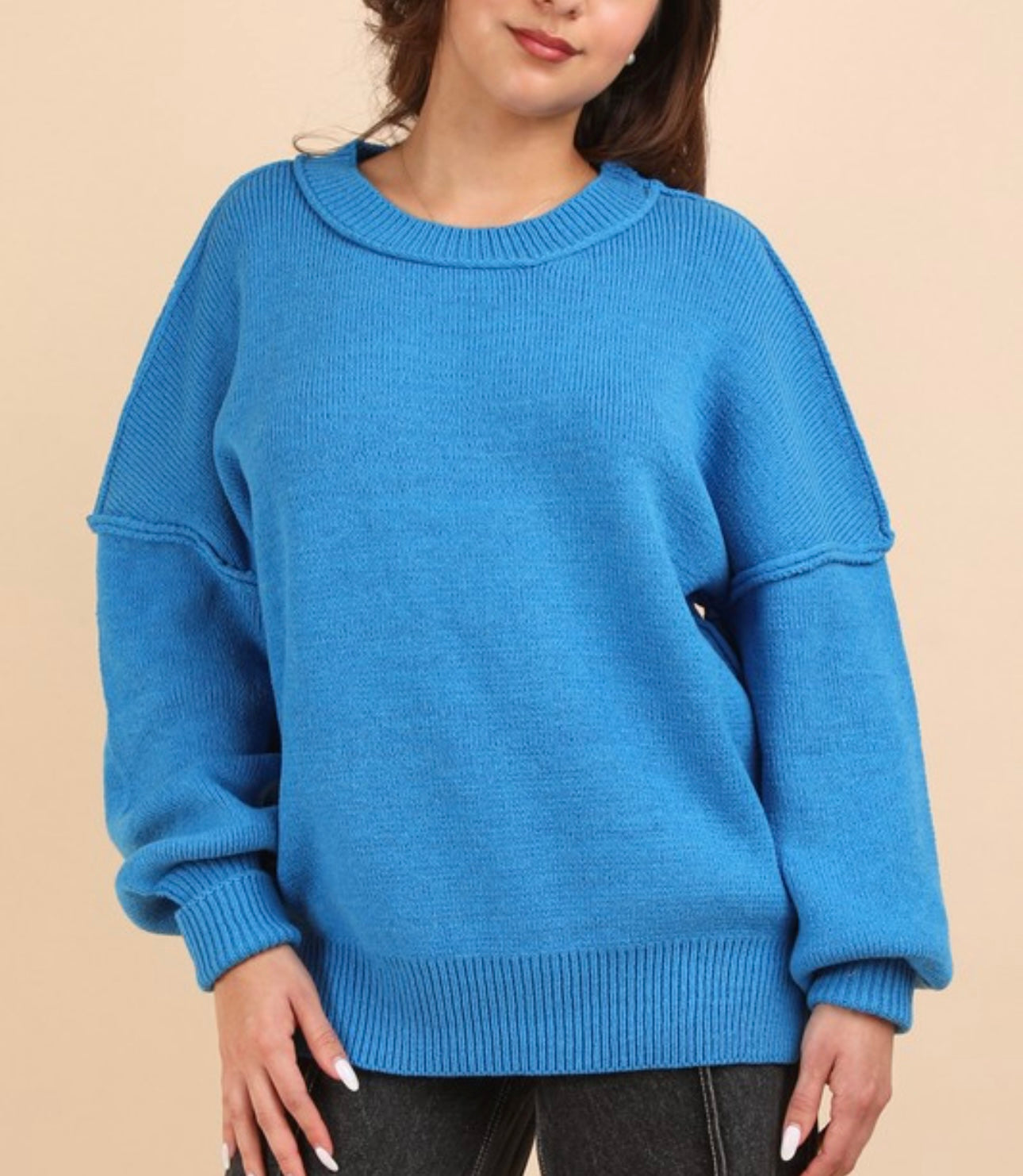 Oversized Basic Sweater - Blue