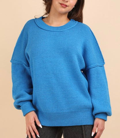 Oversized Basic Sweater - Blue
