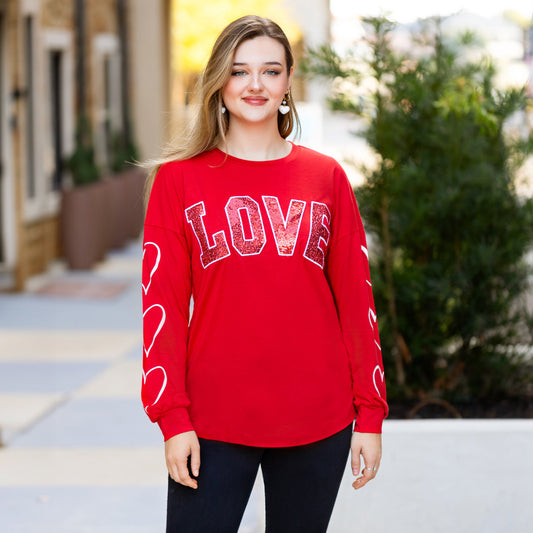 Love Sequin Long Sleeve - Plus Available