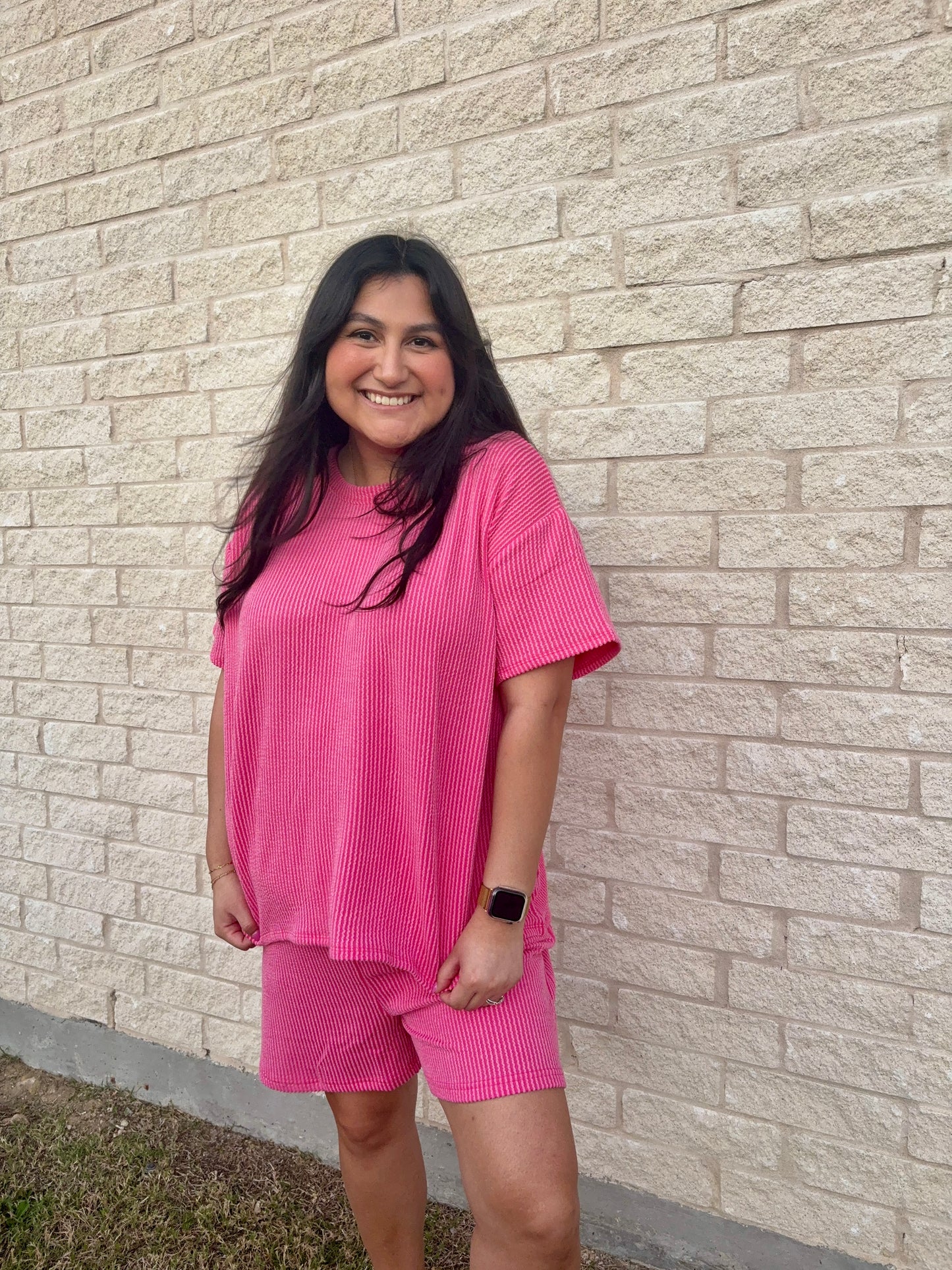 Fuschia Lounge Ribbed Set