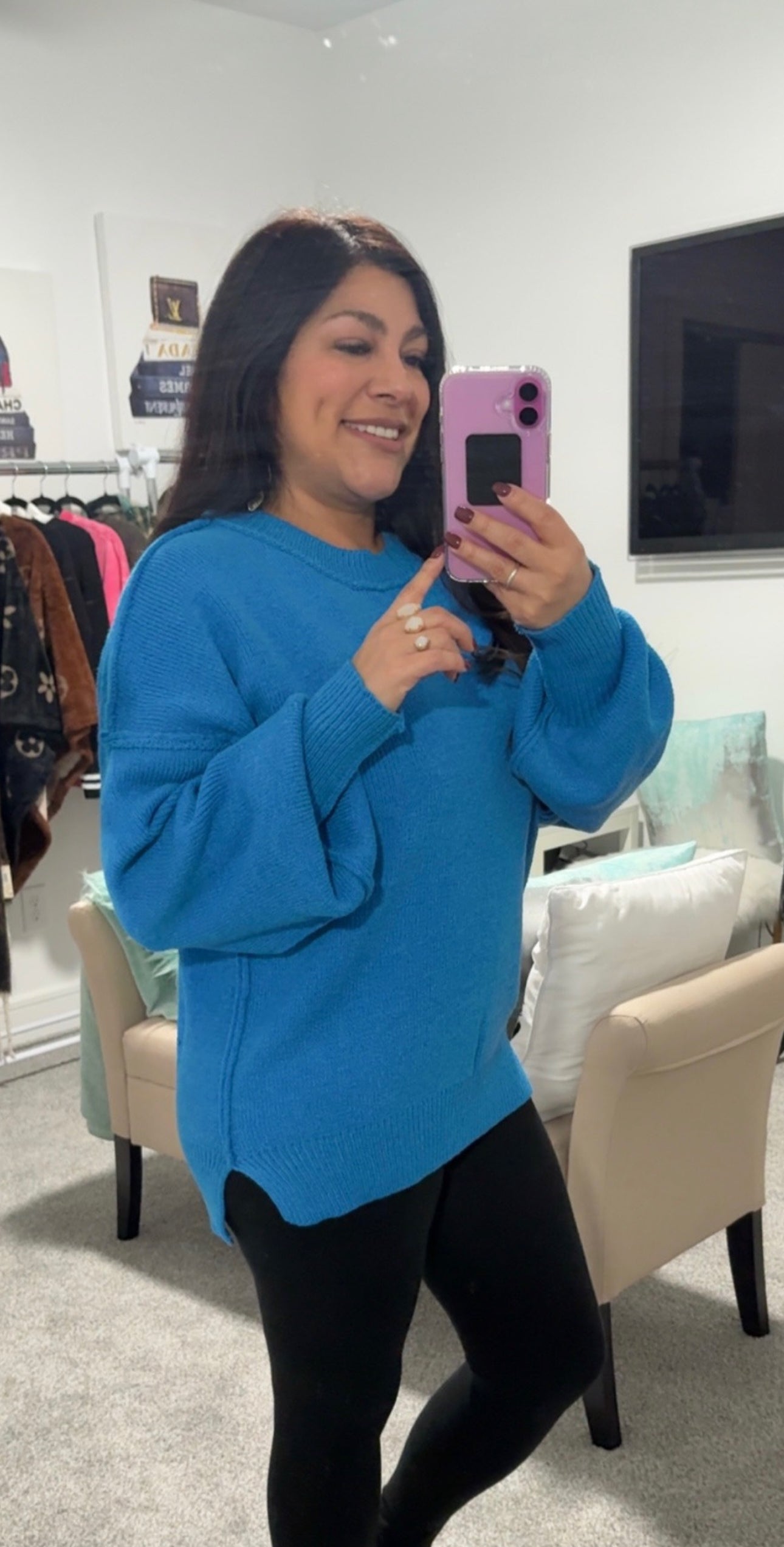 Oversized Basic Sweater - Blue