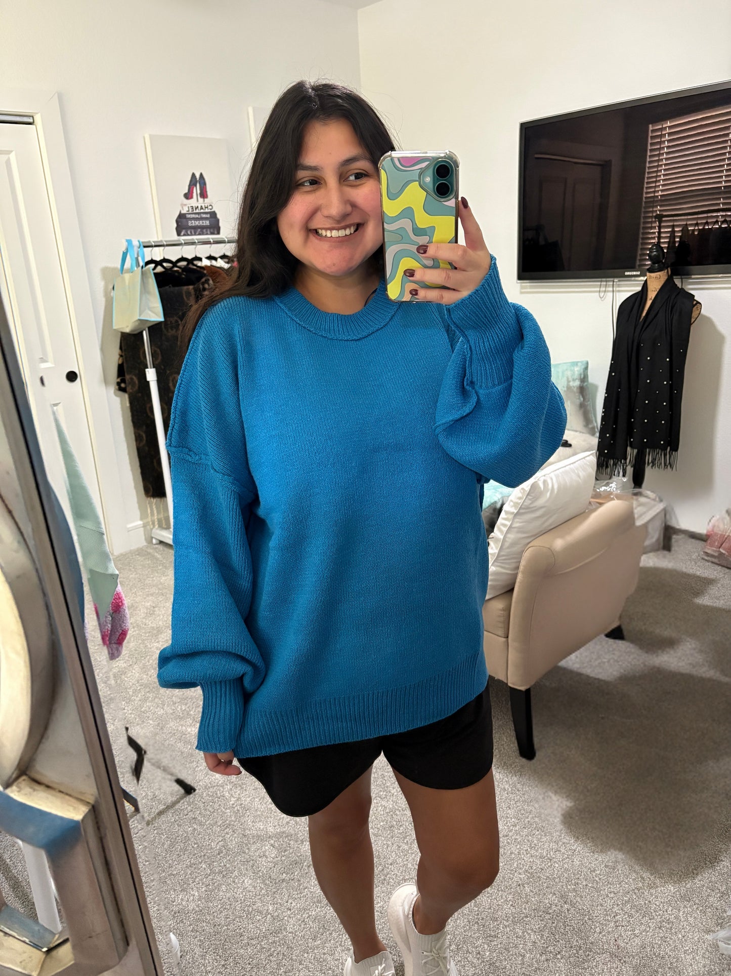 Oversized Basic Sweater - Blue