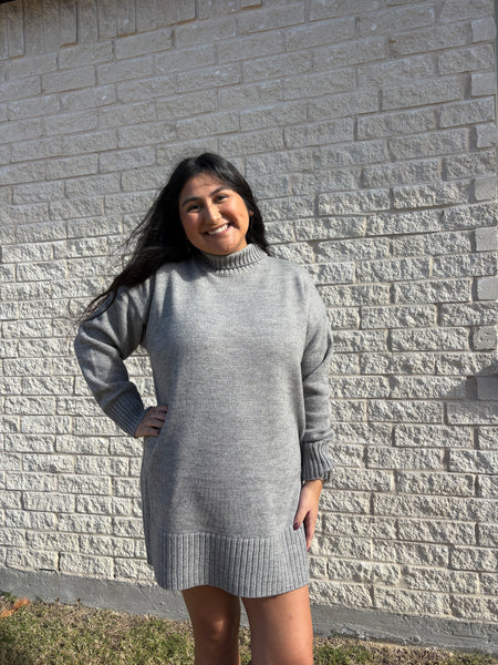 turtle neck mini dress Beau Cream Turtleneck Sweater Mini Dress