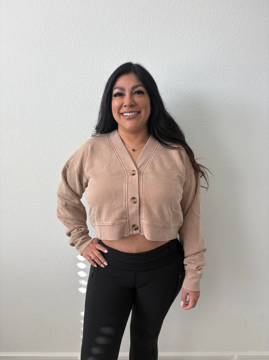Beige Bliss Cropped Cardigan