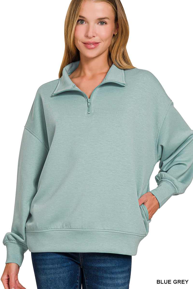 Scuba Quarter Zip - Blue Grey